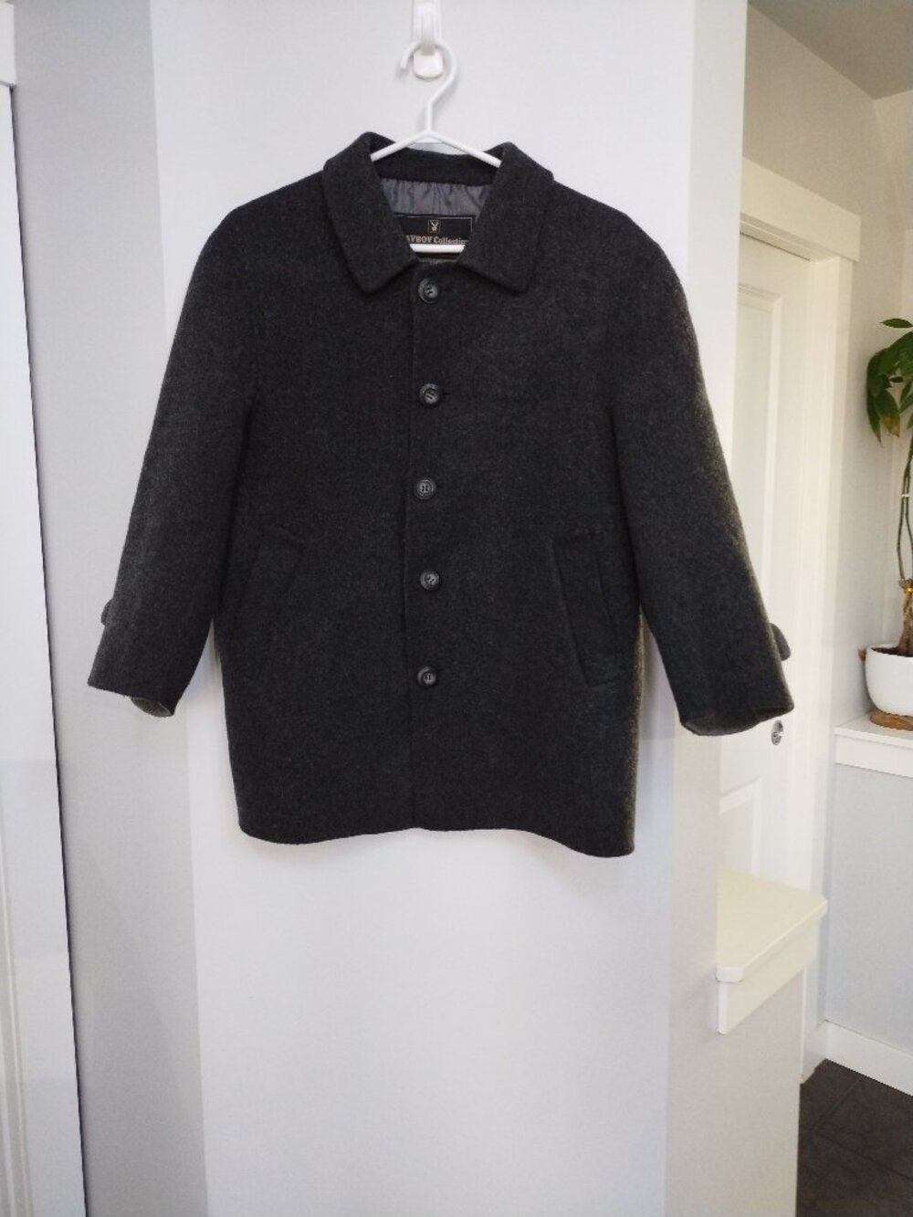 Two toned grey button down coat with pockets